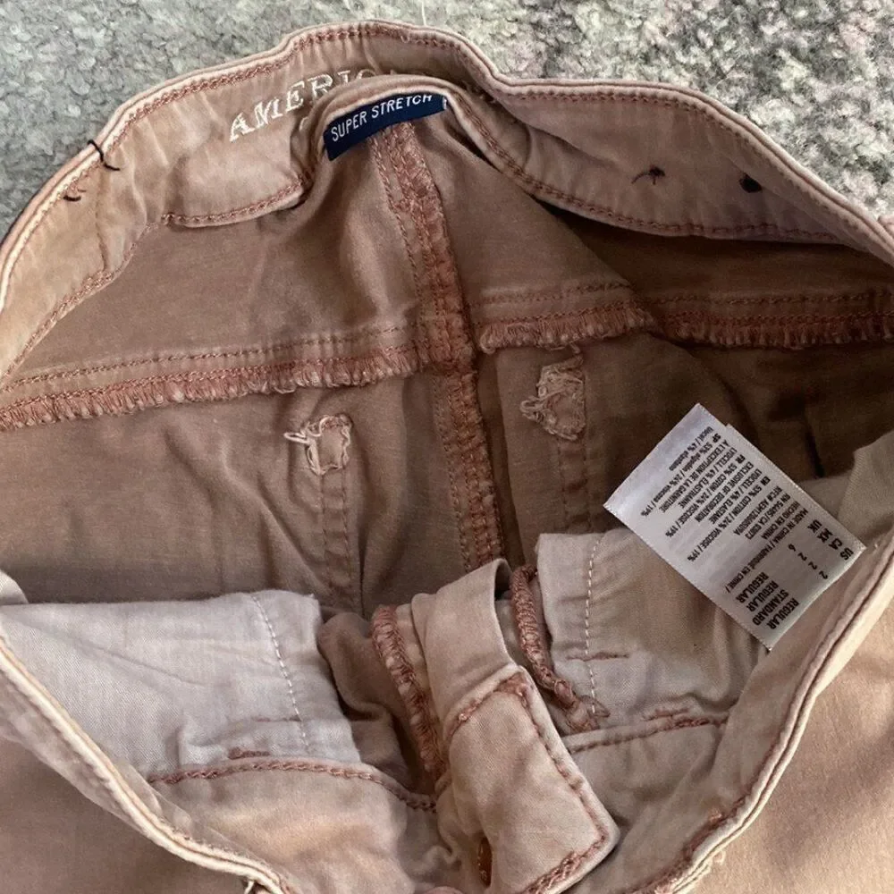 American Eagle AEO Junior Super Stretch Sateen Jegging Rose Pink Jeans Sz 2R